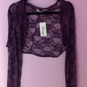 Purple floral lace bolero cardigan
